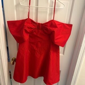 NWOT Red Off-Shoulder Bow-Front Dress